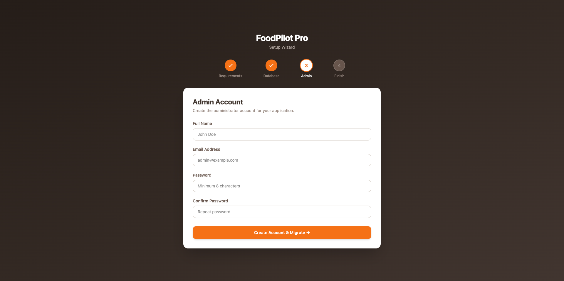 Step 3 — Admin Account